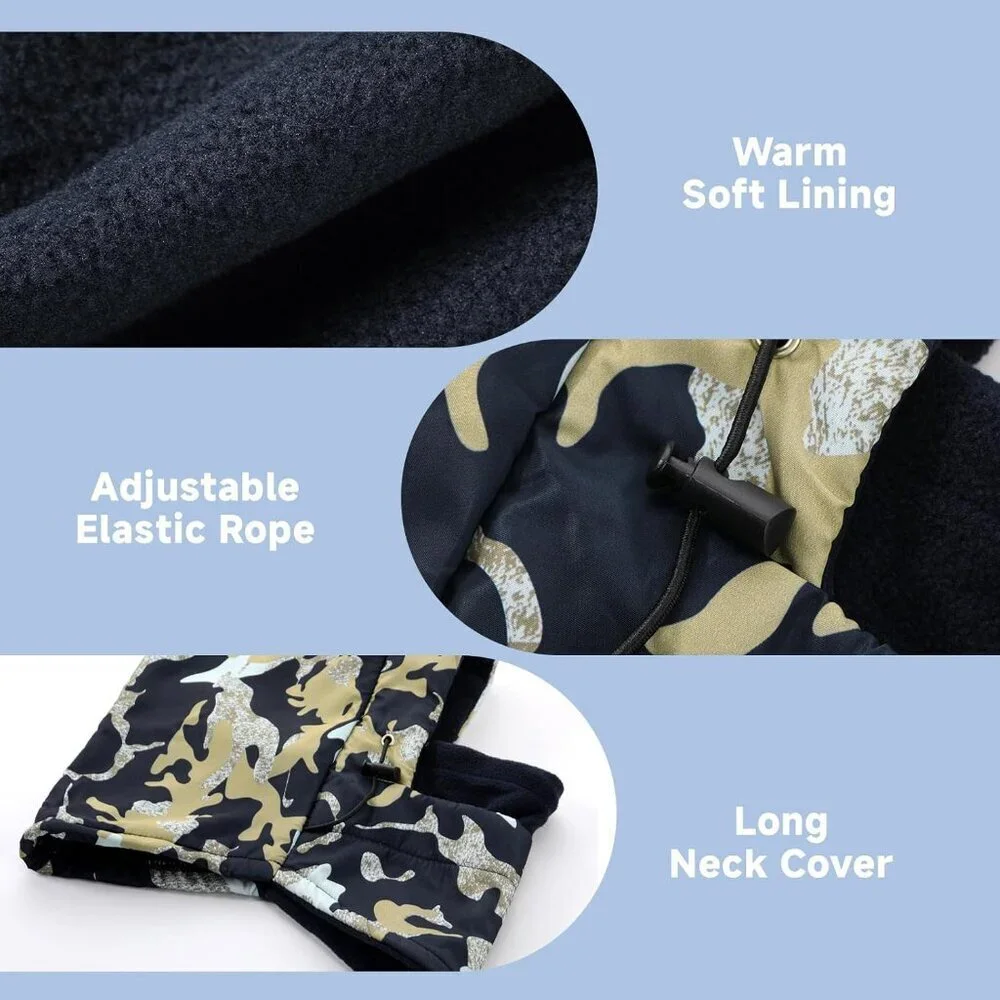 Men's Navy Blue Camo Lining Windproof Adjustable Winter Cold Weather Face Mask